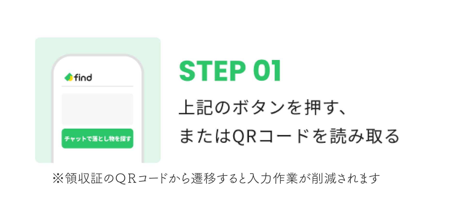 STEP01 上記のボタンを押す、またはQRコードを読み取る